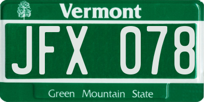 VT license plate JFX078