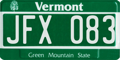 VT license plate JFX083