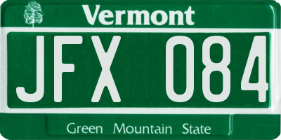 VT license plate JFX084