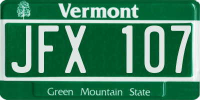 VT license plate JFX107
