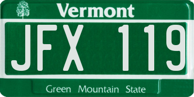 VT license plate JFX119