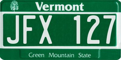 VT license plate JFX127