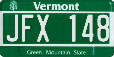 VT license plate JFX148