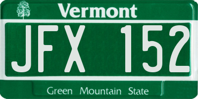 VT license plate JFX152