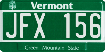 VT license plate JFX156