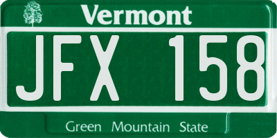 VT license plate JFX158