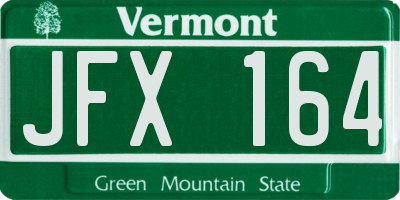 VT license plate JFX164