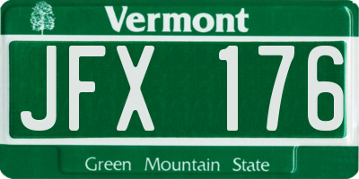 VT license plate JFX176