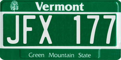VT license plate JFX177