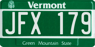VT license plate JFX179