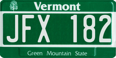 VT license plate JFX182