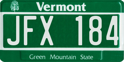 VT license plate JFX184