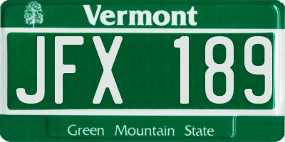 VT license plate JFX189