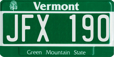 VT license plate JFX190