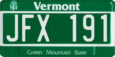 VT license plate JFX191
