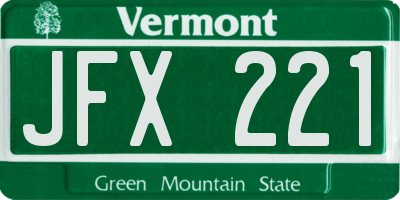 VT license plate JFX221