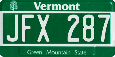 VT license plate JFX287
