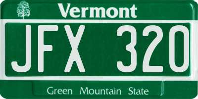 VT license plate JFX320