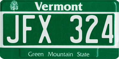 VT license plate JFX324