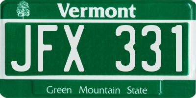 VT license plate JFX331