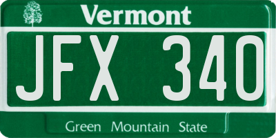 VT license plate JFX340