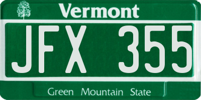 VT license plate JFX355