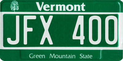 VT license plate JFX400