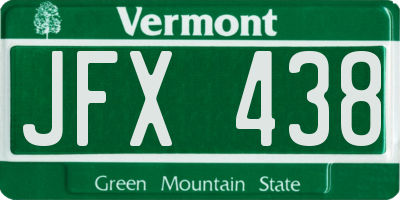 VT license plate JFX438