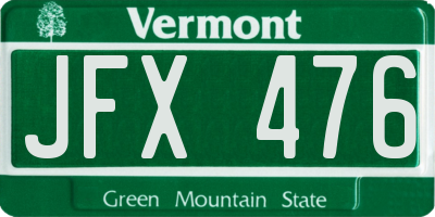 VT license plate JFX476