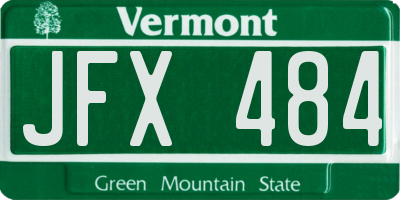 VT license plate JFX484
