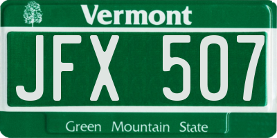 VT license plate JFX507