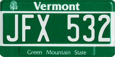 VT license plate JFX532