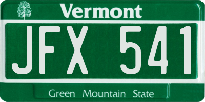 VT license plate JFX541