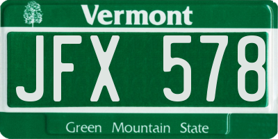 VT license plate JFX578