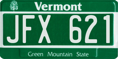 VT license plate JFX621