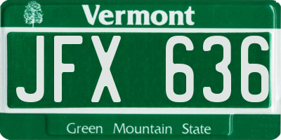 VT license plate JFX636