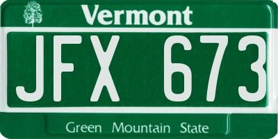 VT license plate JFX673