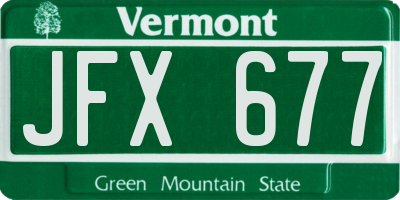 VT license plate JFX677