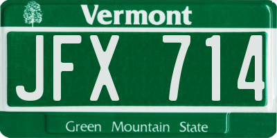 VT license plate JFX714