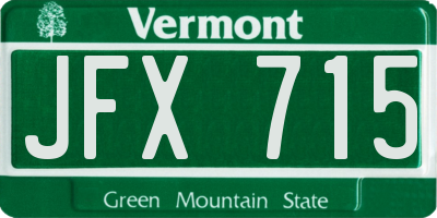 VT license plate JFX715
