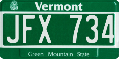 VT license plate JFX734