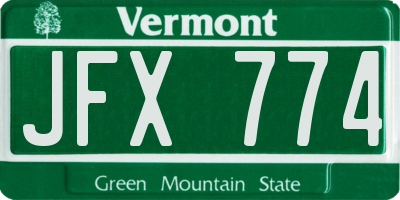 VT license plate JFX774