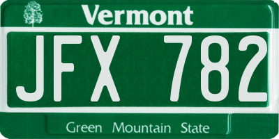 VT license plate JFX782