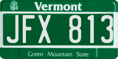 VT license plate JFX813
