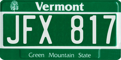 VT license plate JFX817