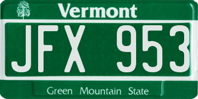 VT license plate JFX953