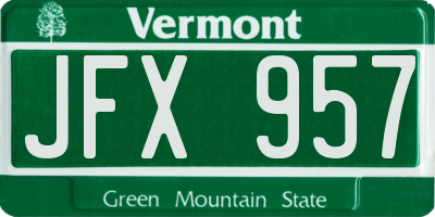 VT license plate JFX957