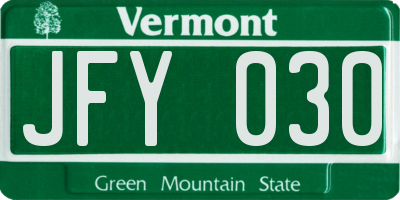 VT license plate JFY030