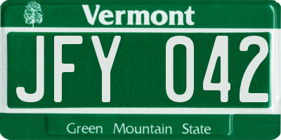 VT license plate JFY042
