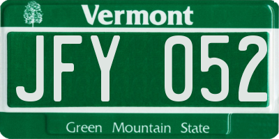 VT license plate JFY052